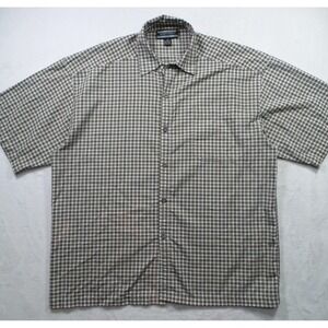 Yago Shirt Mens Size 3XL Brown Plaid Short Sleeve Button Up Pocket Casual